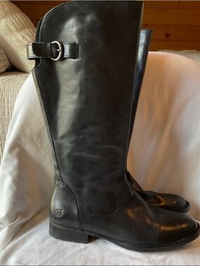 Born Black Leather Knee-High Riding Boots